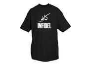 Black With White Infidel Imprint One Sided T Shirt Medium Black