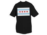Black Chicago Flag Imprinted 1 Sided T Shirt Short Sleeve Tee 2X Large Black