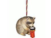Raccoon w Flashlight Ornament Outside Inside