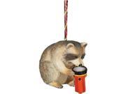 Raccoon with Flashlight Ornament Outside Inside
