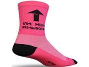 SockGuy Men s I m With Awesome Socks Pink Large X Large SockGuy