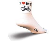 SockGuy Men s Heart My Bike Socks White Large X Large SockGuy