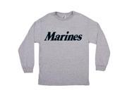 Heather Grey Black Marines Imprint Long Sleeve T Shirt