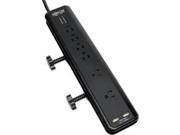 Tripp Lite TLP606DMUSB Protect It! 6 Outlet Clamp Mount Surge Protector 6 ft. Cord 2100 Joules 2 USB Charging Ports 2.1A total