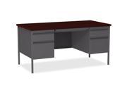 Double Pedestal Desk 60 x30 x29 1 2 Mahogany