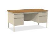 Double Pedestal Desk 60 x30 x29 1 2 Putty Oak
