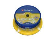 Verbatim DVD RW 43489 4.7GB 4X DataLifePlus Branded 25PK Spindle TAA