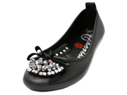 Black Flats With Rhinestone Beaded Front