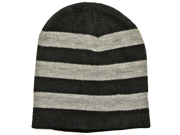 Black Gray Tight Fitting Striped Knit Beanie