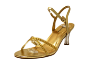 Gold Rhinestone Strap 3 Heel Women s Dress Shoe