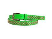 Green Neon Skinny Gold Tone Studded Slim Belt