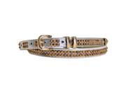 Silver Thin Double Row Gold Studded Skinny Belt