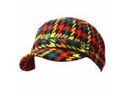 Red Houndstooth Plaid Cadet Cap Hat