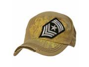 Beige Military Cadet Cap Hat With Patch