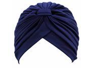 Navy Blue Polyester Turban Sun Cap Hat