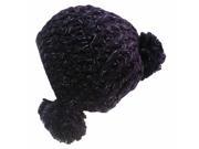 Purple Soft Knit Triple Pom Pom Beanie Hat
