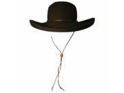 Black Wide Kettle Brimmed Floppy Hat With Chin Cord