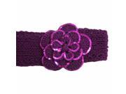 Purple Crochet Headband With Sequin Flower Detail