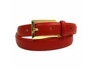 Red Leather Dress Belt With Gold Buckle
