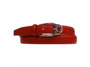 Red Slim Leather Belt With Silver Buckle