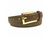 Brown Leather Dress Belt With Gold Buckle