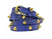 Royal Blue Skinny Gold Studded Spiked Belt
