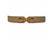 Ivory Beige Cinch Belt With Gold Tone Rope Buckle