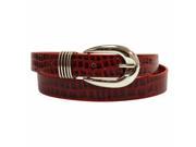 Red Crocodile Textured Patent Leather Belt