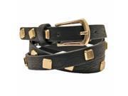Black Skinny Belt With Gold Studs