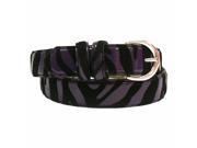 Purple Black Zebra Striped Leather Belt