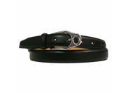 Black Slim Leather Belt With Silver Buckle