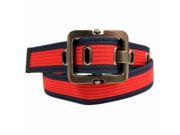 Red Navy Blue Striped Canvas Belt