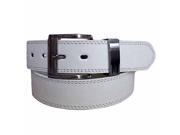 White Leather Pants Belt With Chrome Buckle