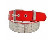 Red Silver 3 Row Studded Belt