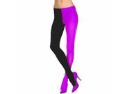 Black Purple Two Tone Jester Style Opaque Tights