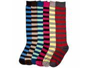 Fun Striped Multicolor Assorted 6 Pack Knee High Socks