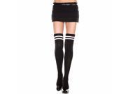 Black Thigh High Socks With Double Stripe Top