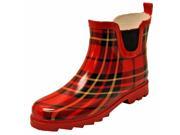 Red Plaid Quarter Length Rubber Rain Garden Boots