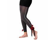 Black Microfiber Tights With Red Ribbon