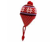 Red Snowflake Knit Hat With Tassels