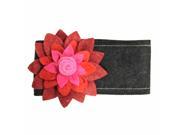 Black Wool Headband With Large Two Tone Flower