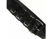 Black Pat Crocodile Belt With Faux Buckle Detail