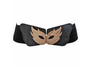 Black Elastic Belt With Gold Masquerade Buckle