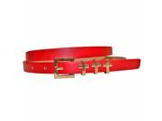 Red Skinny Belt With Cross Buckle