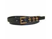 Black Skinny Belt With Gold With Cross Buckle
