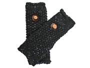 Black Metallic Fingerless Arm Warmer Gloves