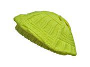Neon Yellow Slouch Knit Ivy Cap Beret Hat