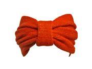 Orange Metallic Knit Headband With Knot
