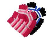 Blue Pink Striped 2 Pack Set Of Fuzzy Toe Socks Matching Gloves