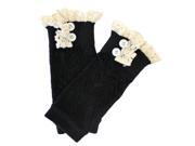 Black Knit Boot Cuff Topper Liner Leg Warmer With Lace Trim